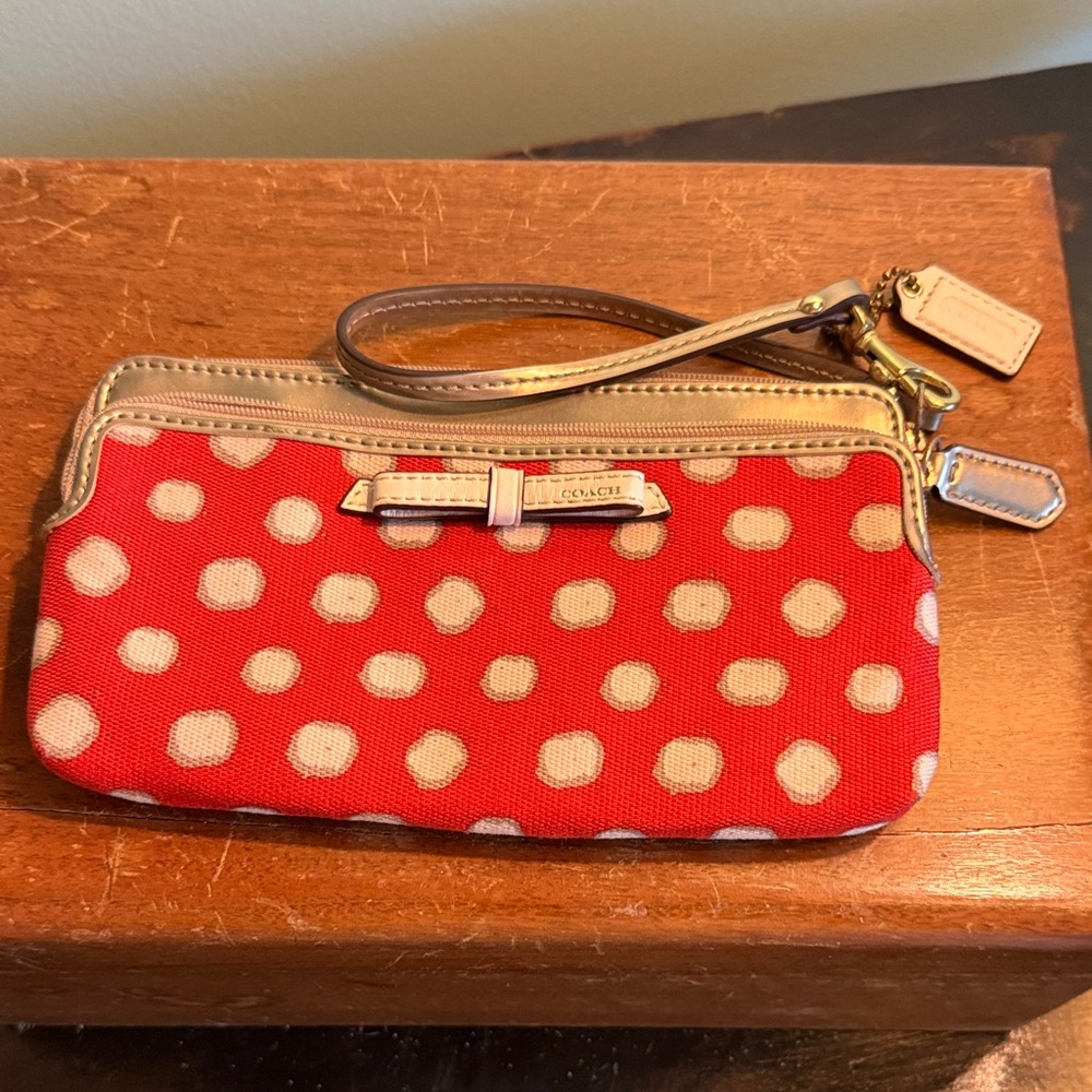 Coach Poppy Polka Dot Wristlet